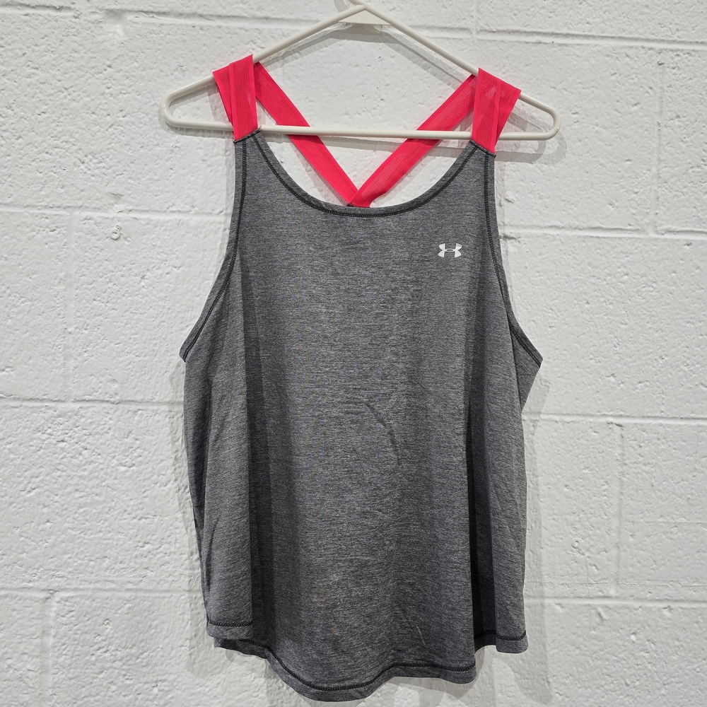 Under Armour Women's Charcoal and Neon Pink Tank Top